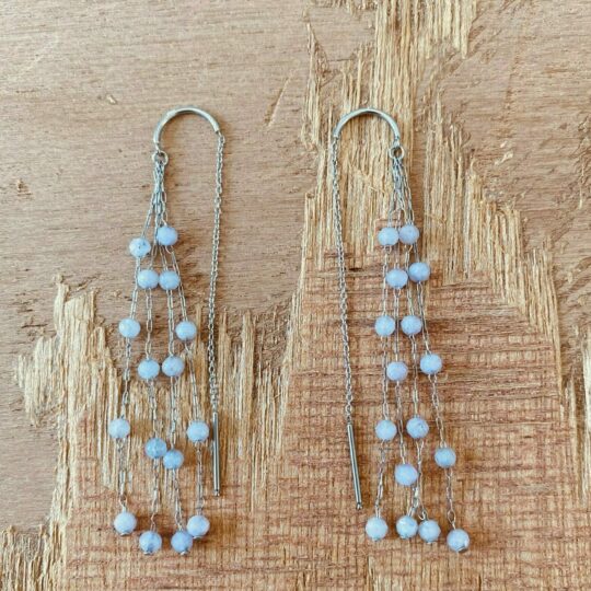 Boucles d'oreilles perles couleur lavande