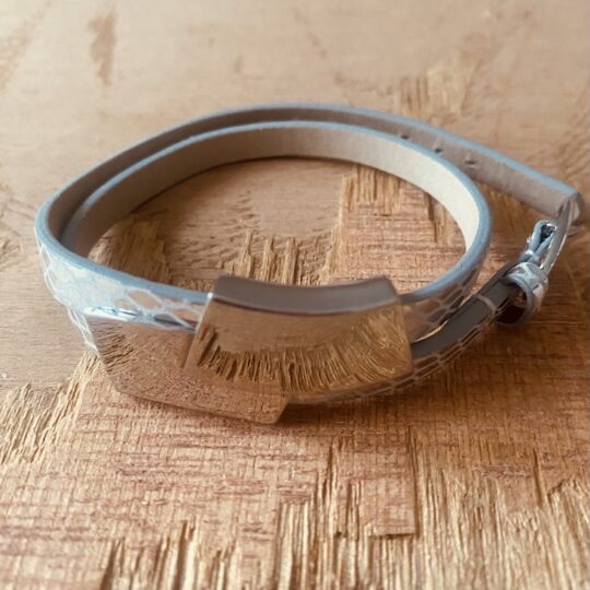 Bracelet double cuir argenté