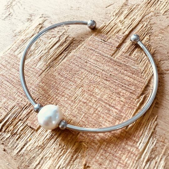 Bracelet acier rigide perle