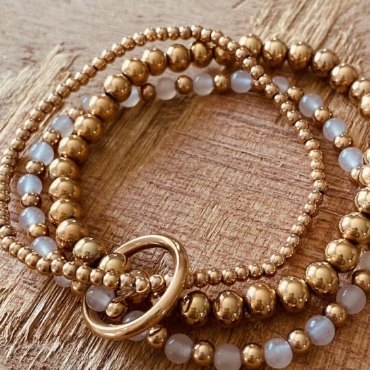 Bracelet 3 en 1 perles roses