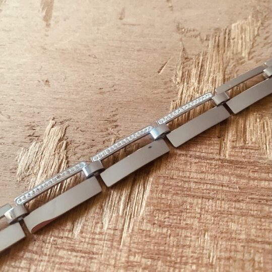 Bracelet 7 maillons lisses et strass