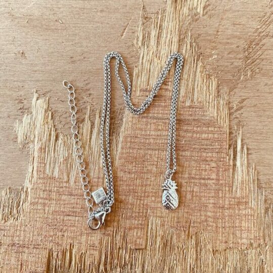 Collier argent rhodié pendentif ananas