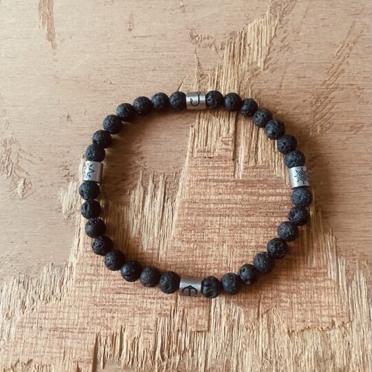 Bracelet acier boules lave