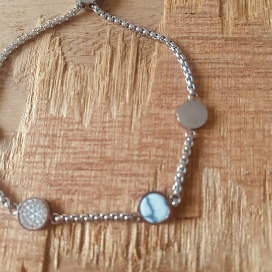 Bracelet coulissant 4 ronds marbre et strass