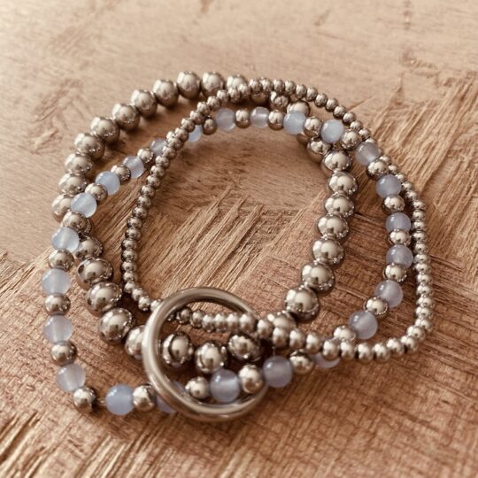 Bracelet 3 en 1 boules bleues