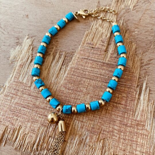 Bracelet cylindres turquoises