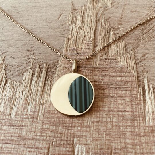 Collier pendentif cercle en malachite