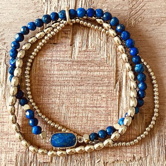 Bracelet 3 en 1 pierres bleues