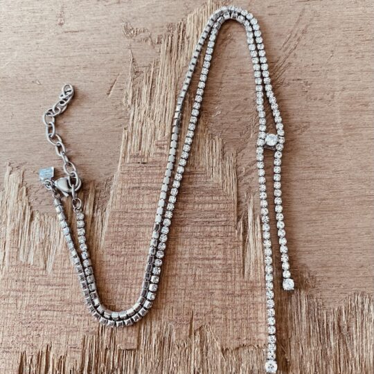 Collier acier prestige strass