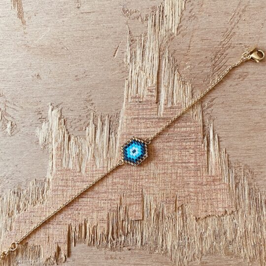 Bracelet "Pentagone" bleu et blanc