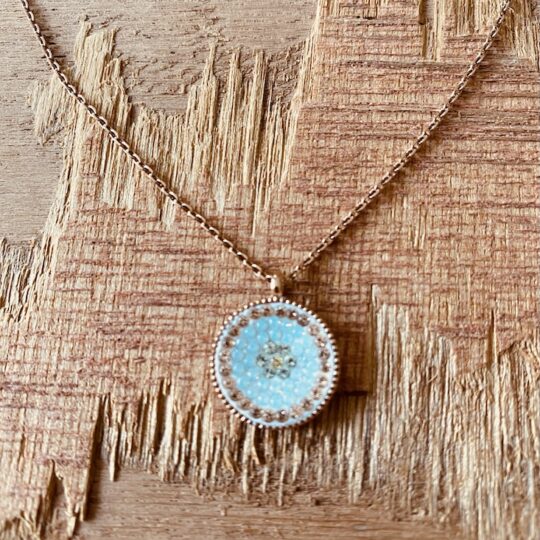 Collier cristal pendentif cristal couleur pêche