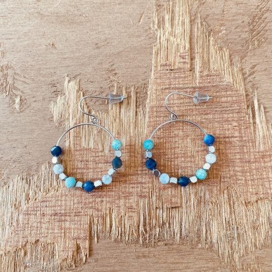Créoles perles bleues et vert d'eau