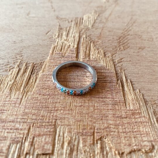 Bague 2 rangs multicolores
