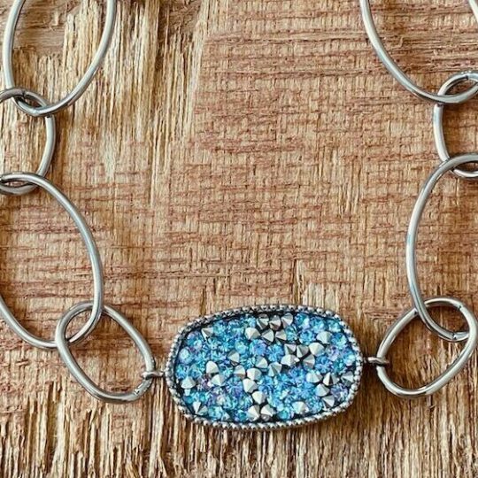 Bracelet hexagone cristaux bleus