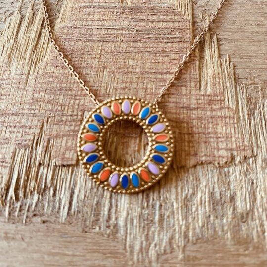 Collier cercle émaillé multicolore
