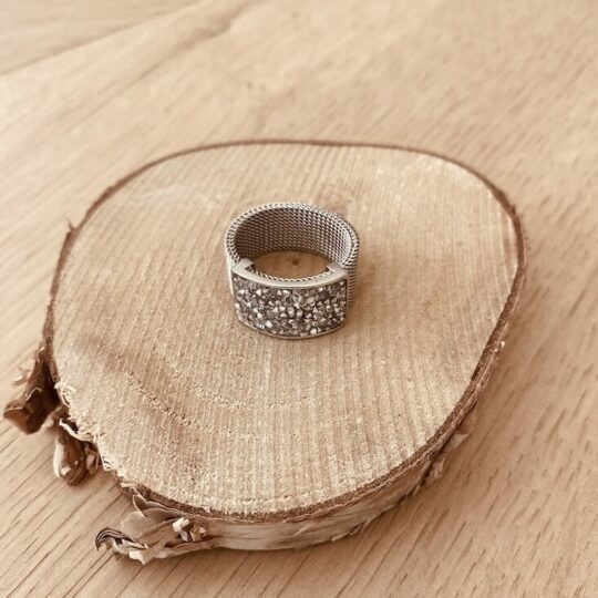 Bague acier cristal rock