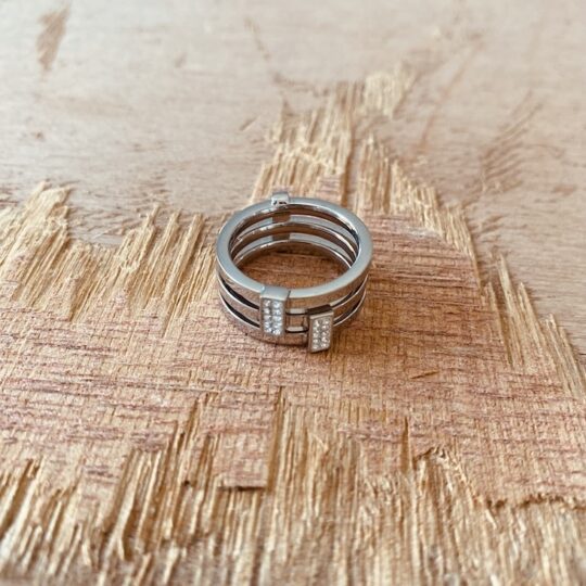 Bague 3 rangs strass