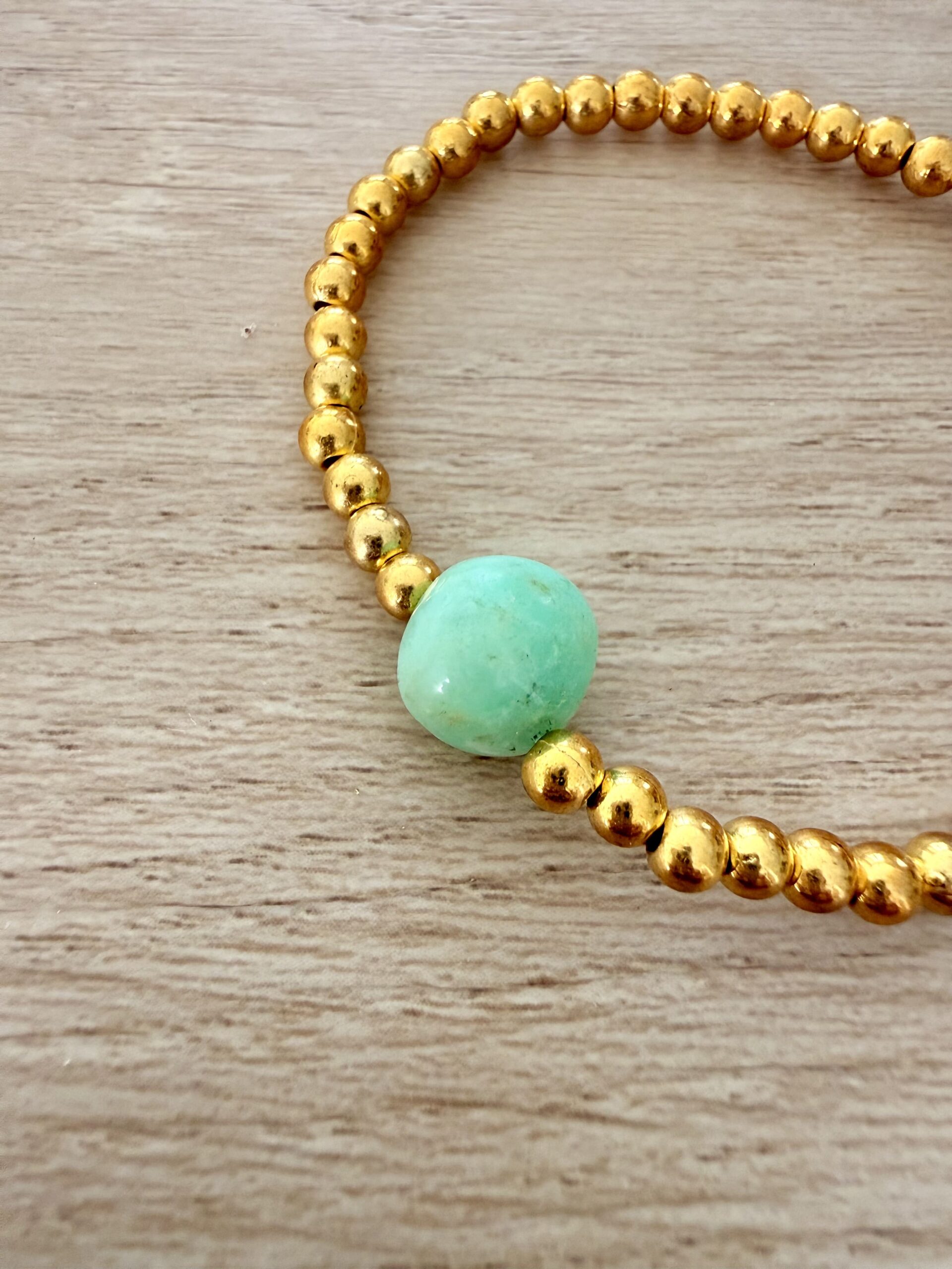Bracelet boules dorées et chrysoprase – Image 5