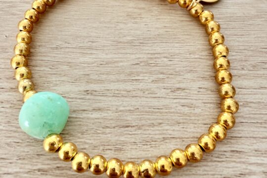 Bracelet boules dorées et chrysoprase